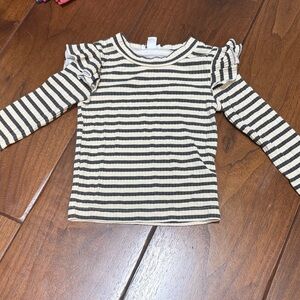 Splendid Black and Cream Striped Long Sleeve Tee